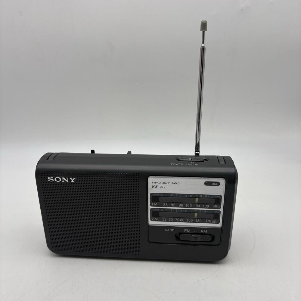Sony ICF-38 Portable AM/FM 2 Band Radio TESTED WORKS AC CABLE or Battery